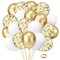 50 Pieces White and Gold Confetti Latex Balloons, 12 inch gold and white Party Balloons with Ribbons for Birthday Graduation Wedding Bridal Shower Party Decoration